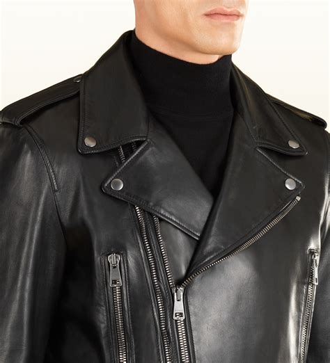 gucci leather biker jacket|Gucci leather moto jacket.